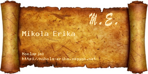 Mikola Erika névjegykártya